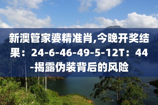 新澳管家婆精准肖,今晚开奖结果：24-6-46-49-5-12T：44-揭露伪装背后的风险